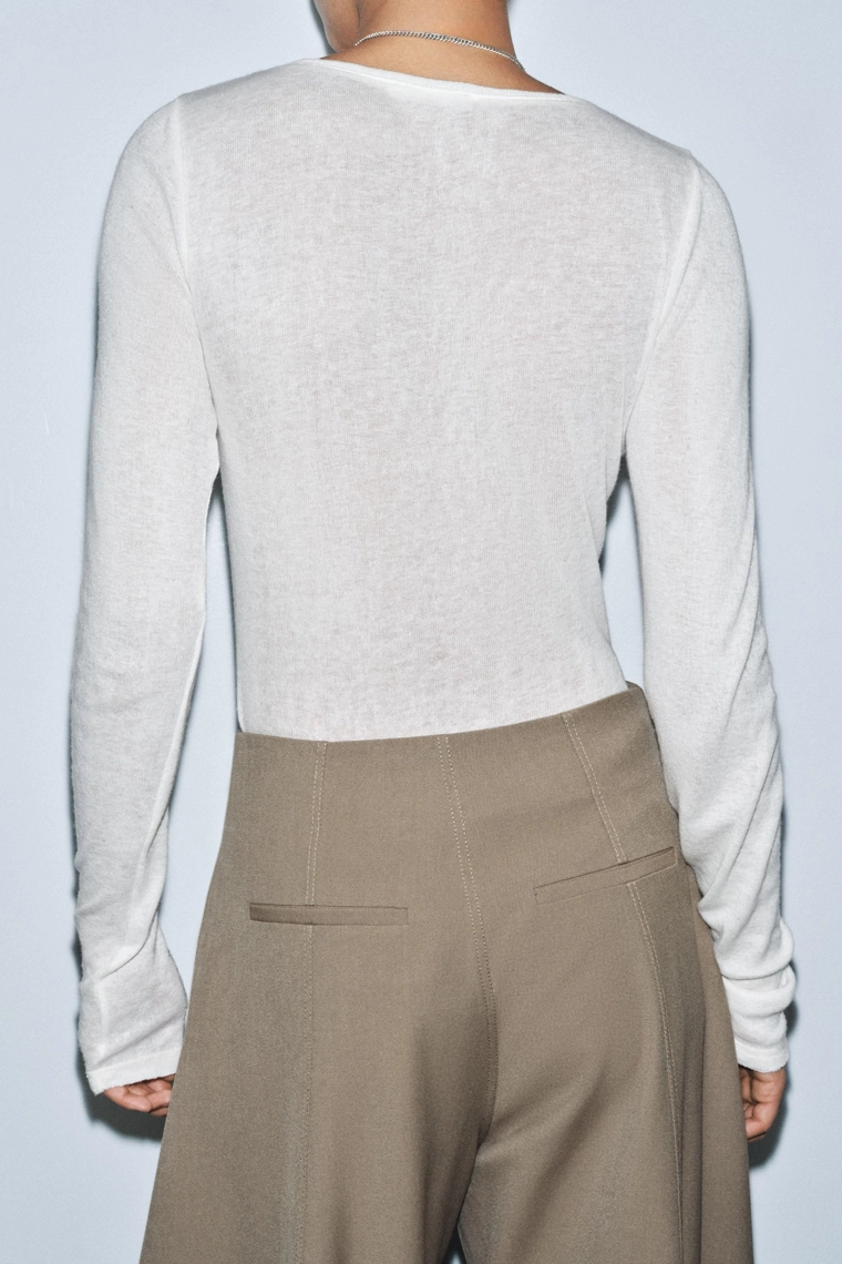 Лонгслив из хлопка с шерстью