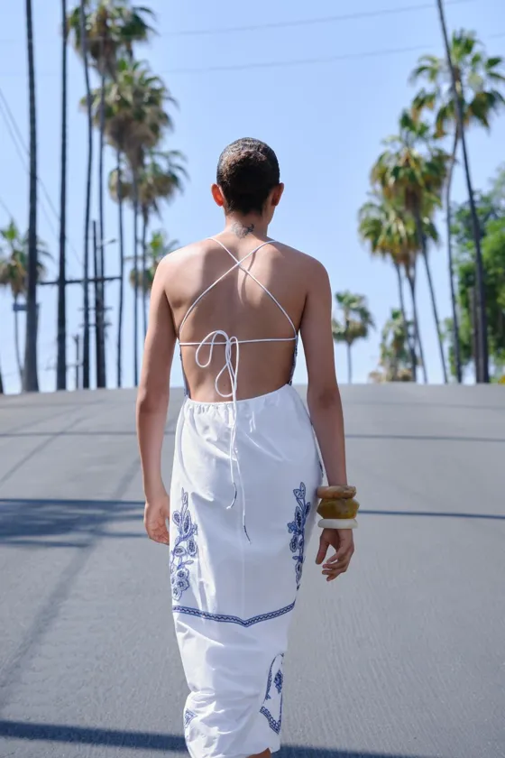 Zara Платье миди с вышивкой — zw collection - Цвет синий