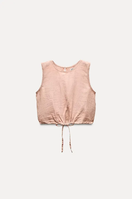 ТОП ИЗ 100% ЛЬНА С ЗАВЯЗКАМИ — коллекция Zara «ZW»