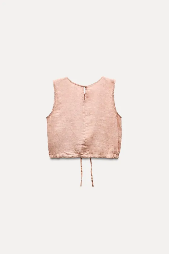 ТОП ИЗ 100% ЛЬНА С ЗАВЯЗКАМИ — коллекция Zara «ZW»