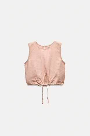 Топ из 100% льна с завязками — коллекция Zara «Zw»