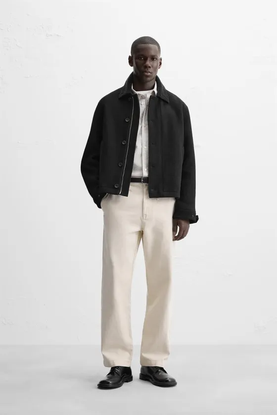 Zara Куртка из синтетической шерсти с контрастными деталями - Цвет