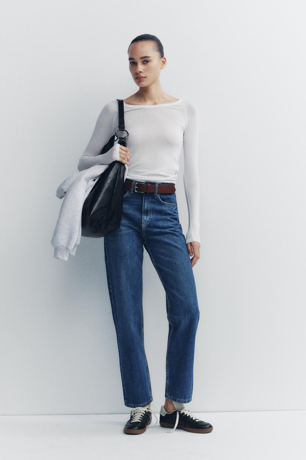 Zara Джинсы trf «мом фит» high waist - Цвет морской синий - navy