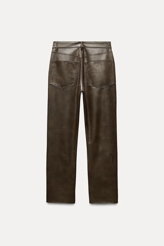 УКОРОЧЕННЫЕ ДЖИНСЫ BOOTCUT ИЗ ИСКУССТВЕННОЙ КОЖИ — ZW COLLECTION