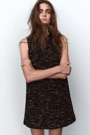 Короткое платье из рельефной ткани с бантом- Заказать в России