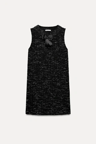Короткое платье из рельефной ткани с бантом- Заказать в России