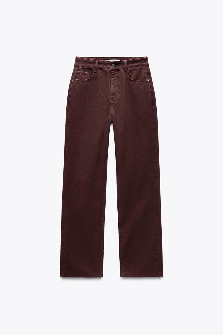 Джинсы прямого кроя zara z1975 с высокой посадкой