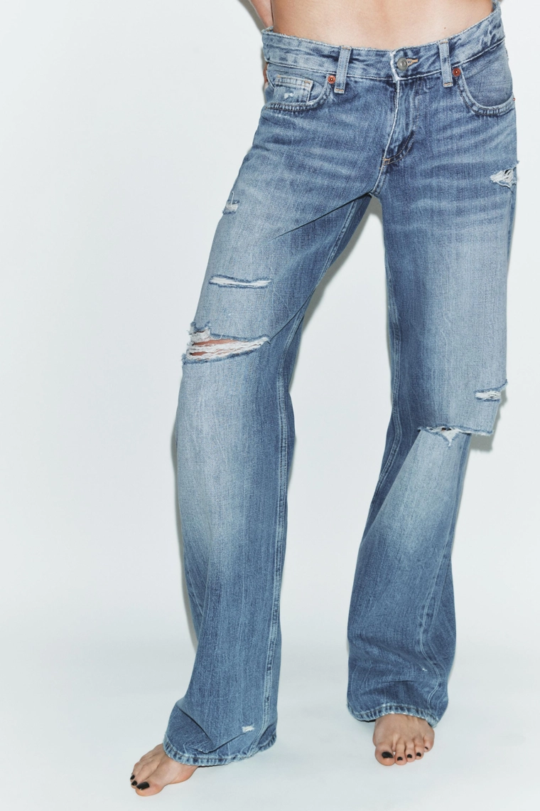 Джинсы с низкой посадкой и широкими штанинами trf