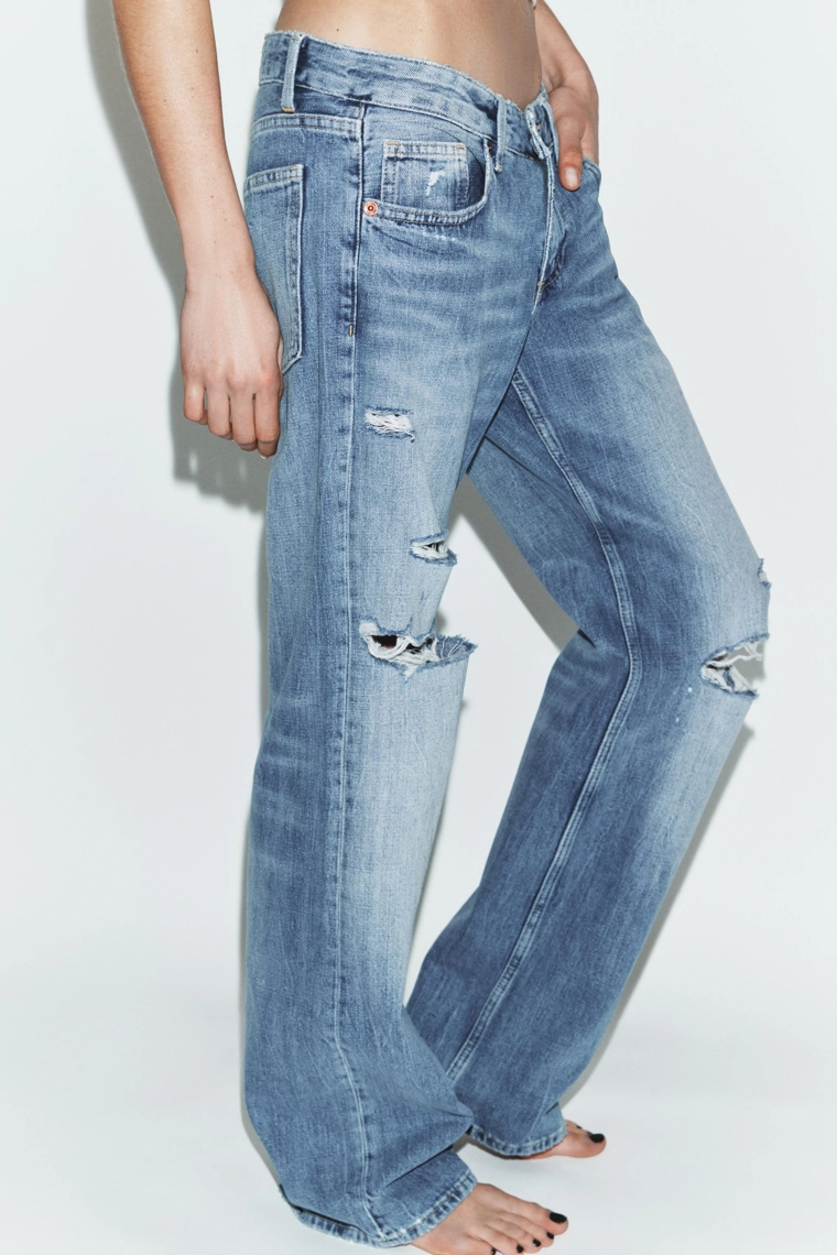 Джинсы с низкой посадкой и широкими штанинами trf