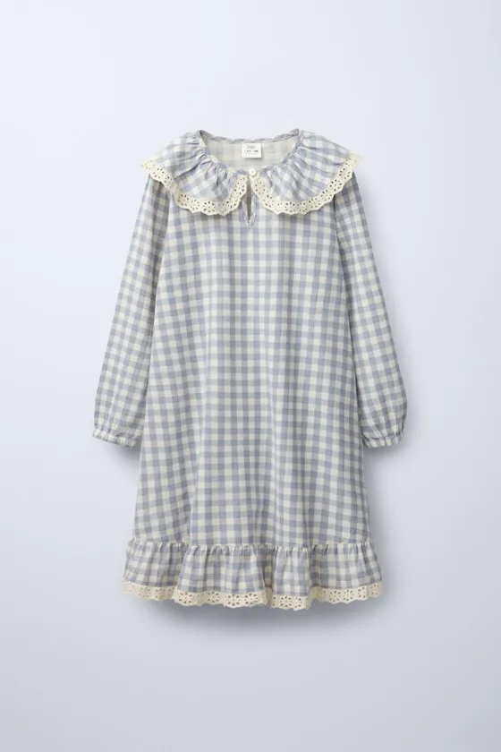 Ночная рубашка в клетку для девочек от 6 до 14 лет