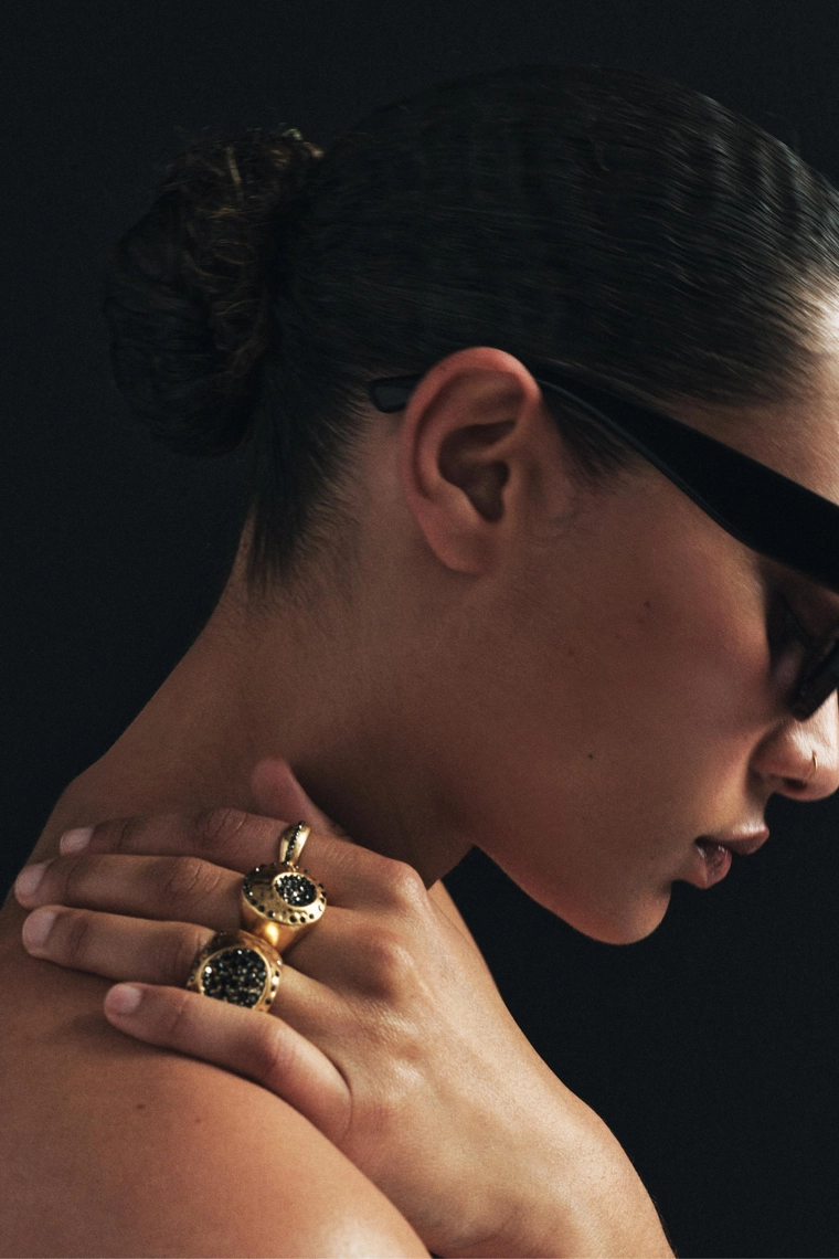 Набор из 3 металлических колец с деталями из блесток