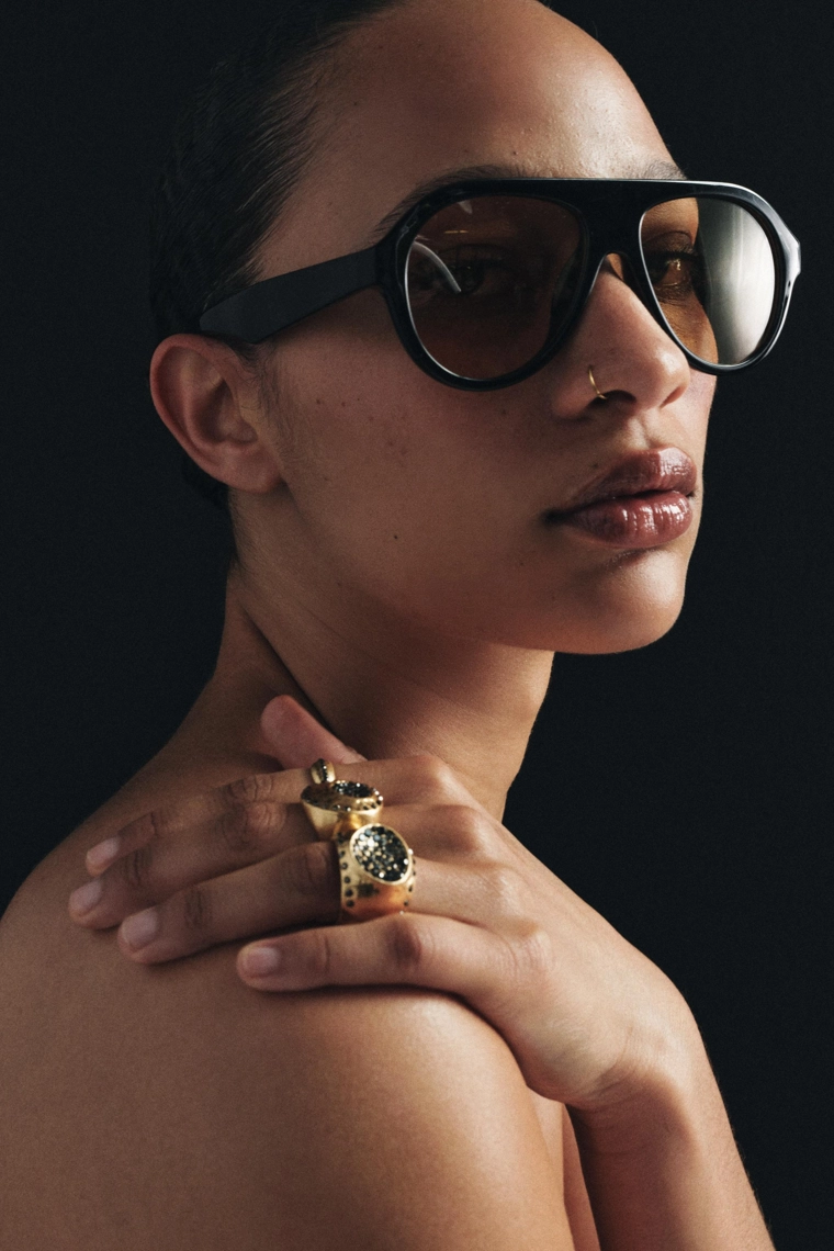 Набор из 3 металлических колец с деталями из блесток