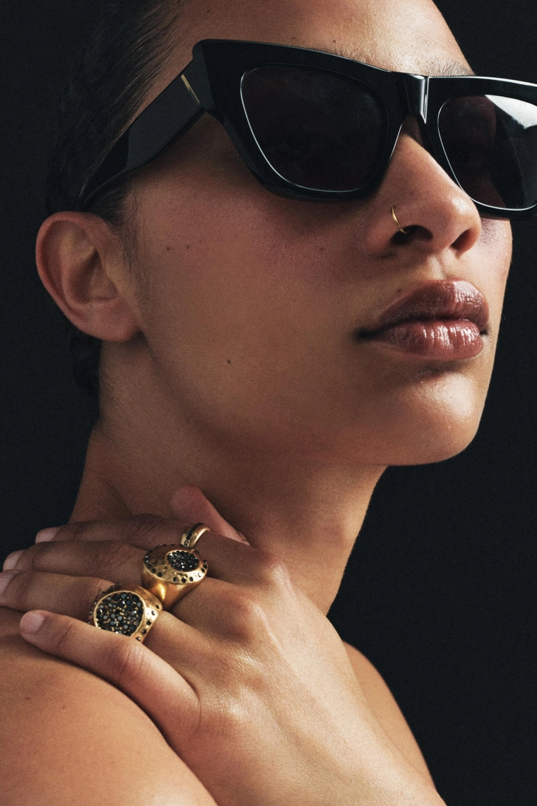 Набор из 3 металлических колец с деталями из блесток