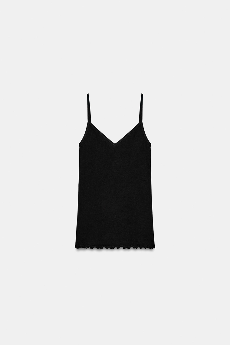 Хлопковый топ на тонких бретельках