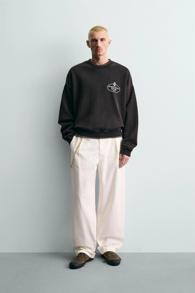 Толстовка с принтом и надписью с эффектом потертости