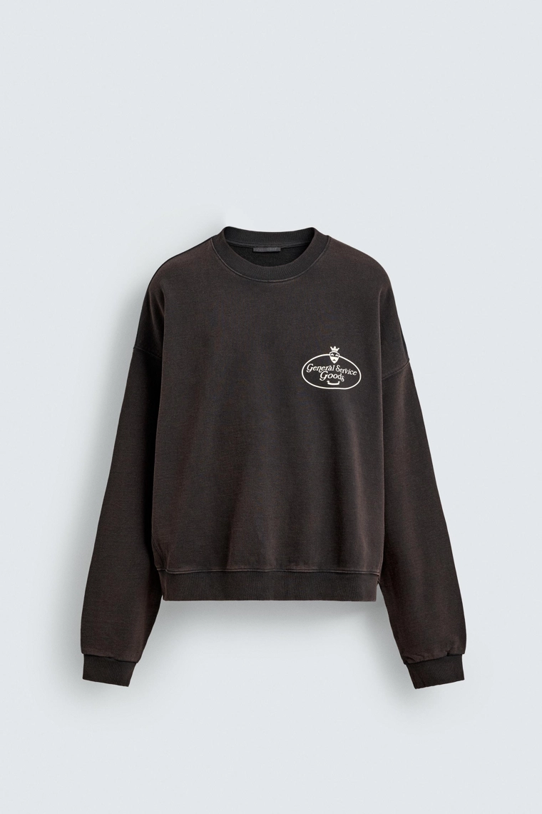 Толстовка с принтом и надписью с эффектом потертости