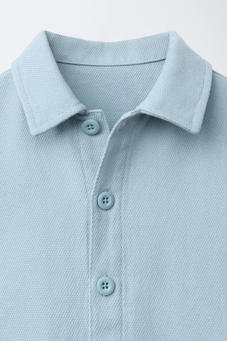 Рубашка-кофта с карманами и вязаным узором