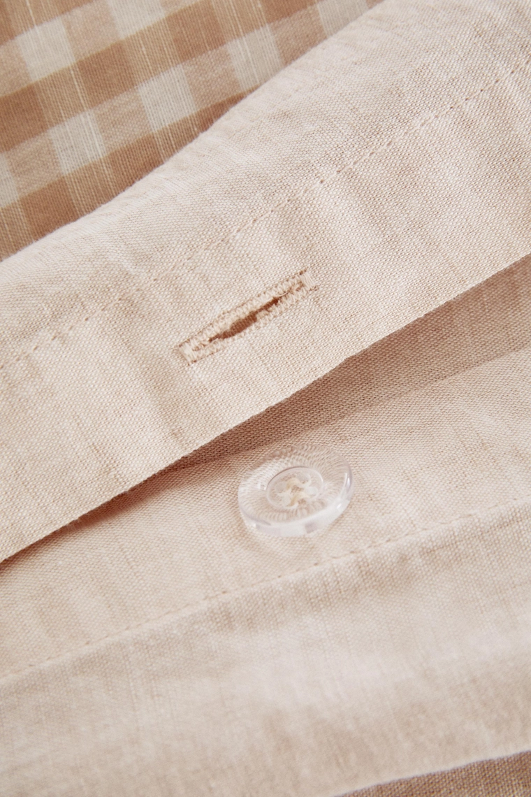 Детский нагрудный льняной простыней в клетку