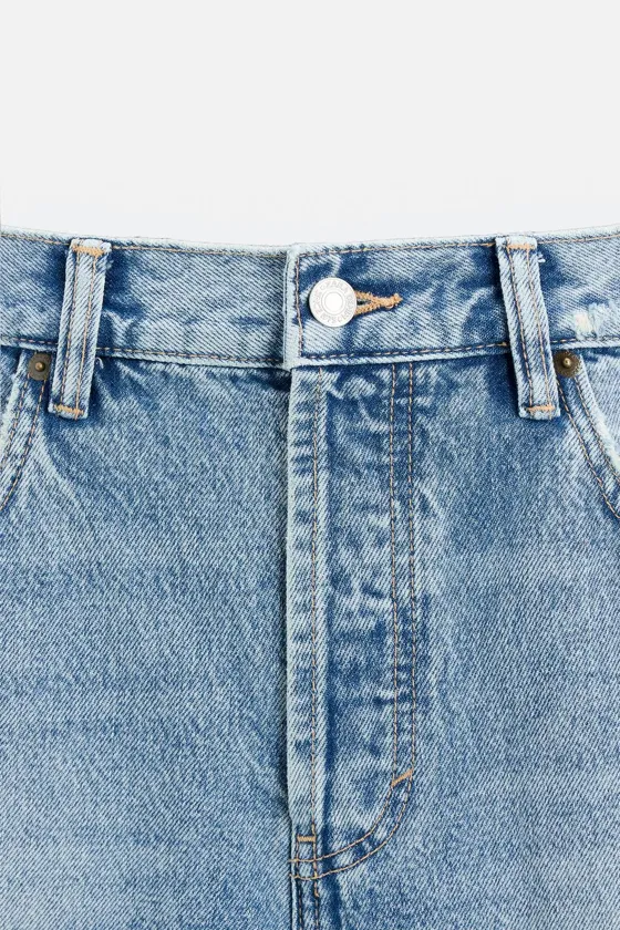 Zara Джинсы slim cropped-fit - Цвет выцветший синий - mid