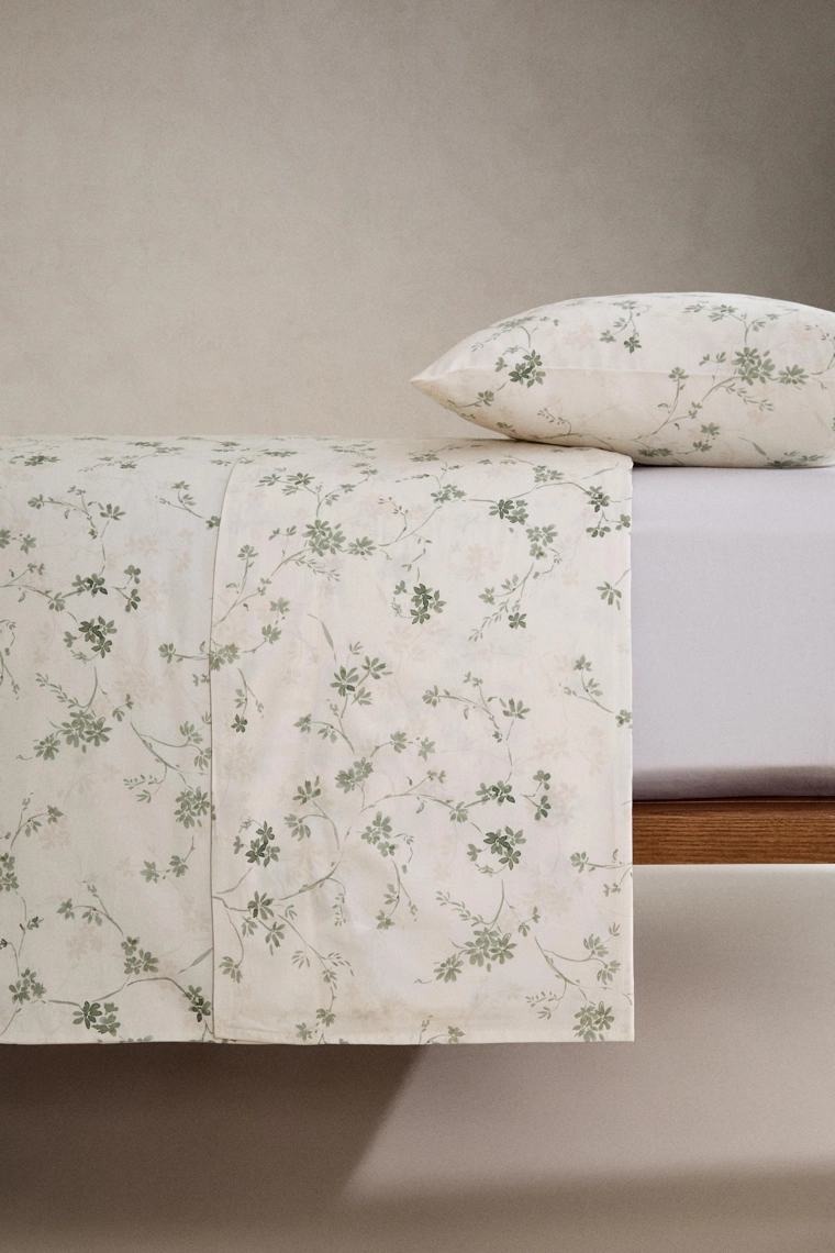 Покрывало из сатина с цветочным принтом