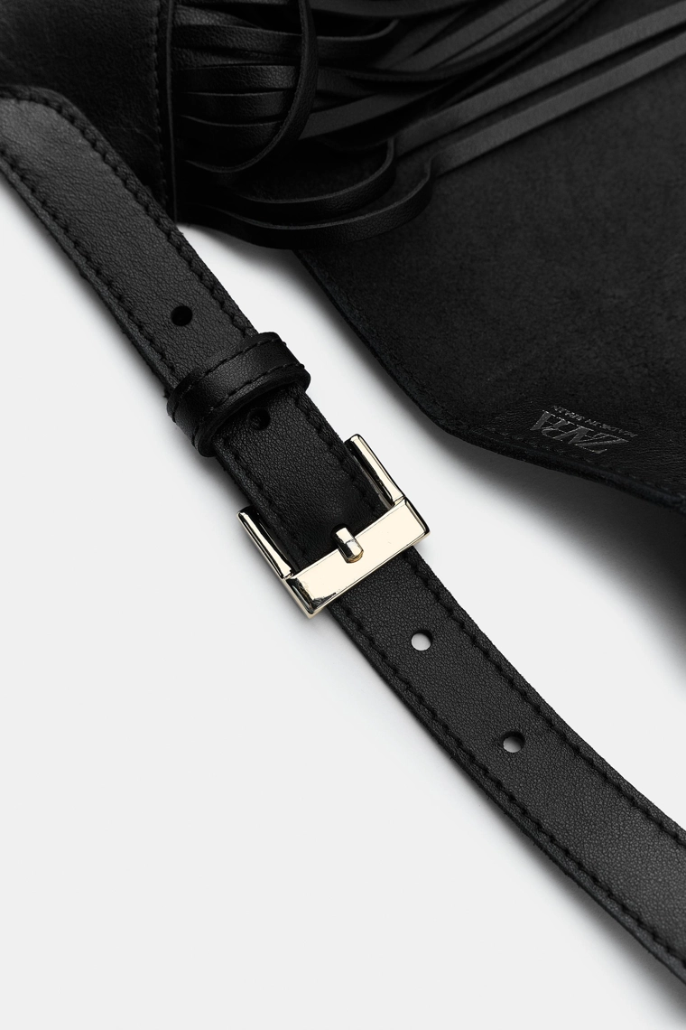 Текстильный пояс-шарф из 100% кожи с бахромой