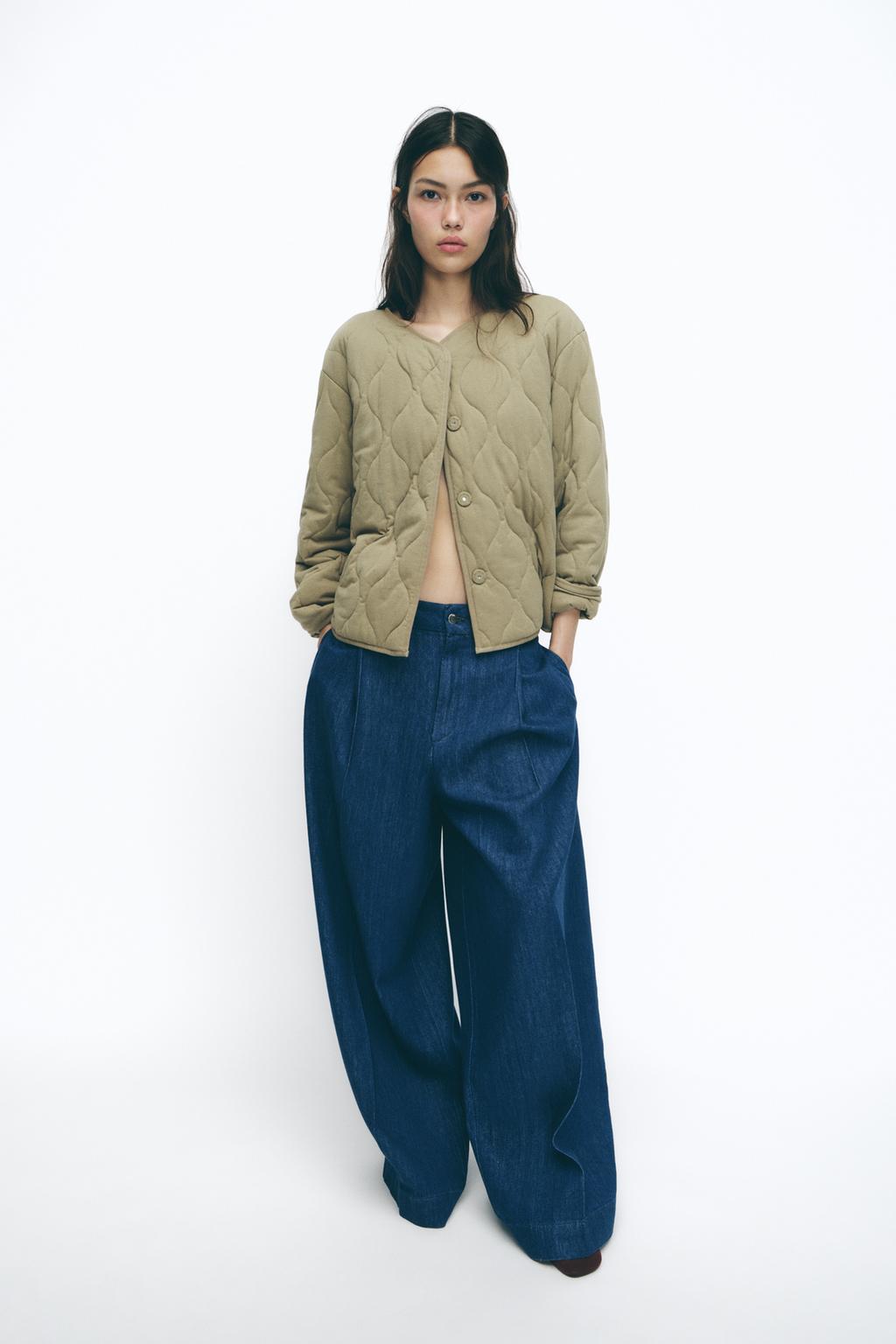Zara Стеганая куртка - Цвет пыльный хаки - mid khaki | 5070/168