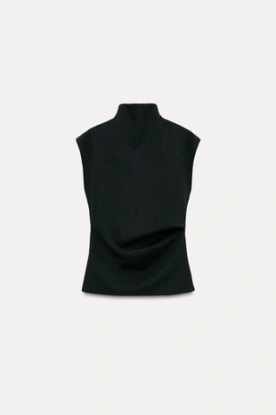 Топ из мягкой ткани с драпировкой сбоку- Заказать в России