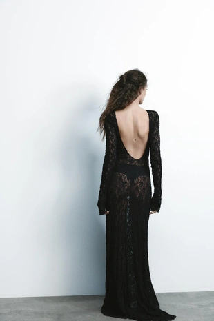 Длинное кружевное платье- Заказать в России