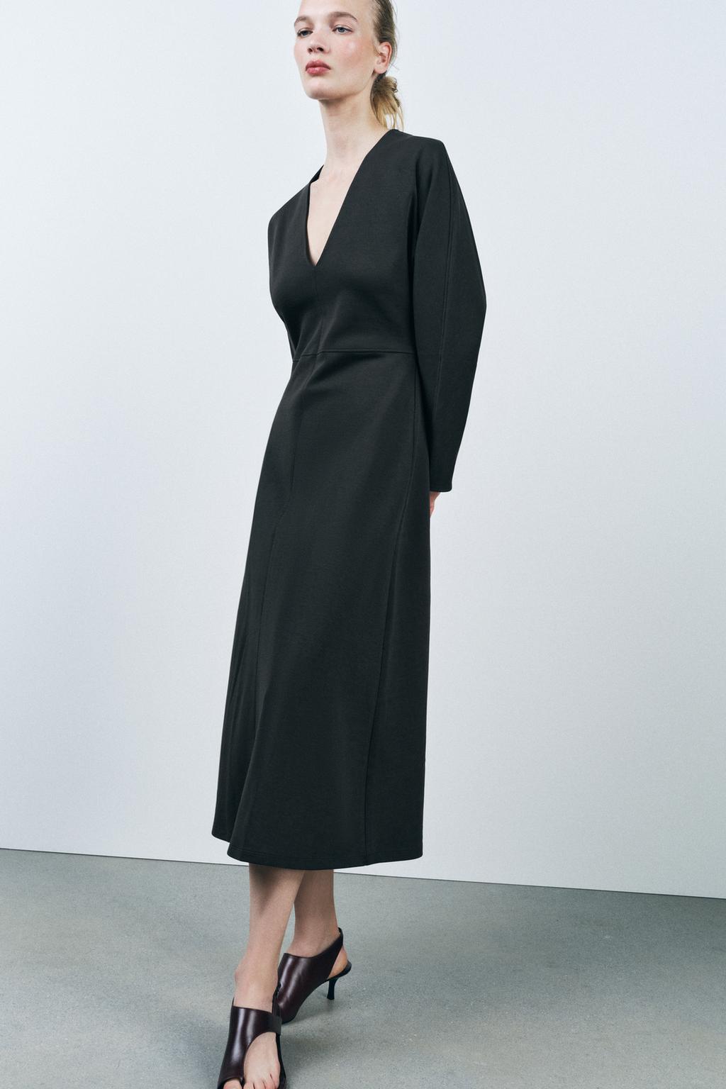 Zara Платье миди с блокировкой - Цвет угольный - charcoal | 4174/154