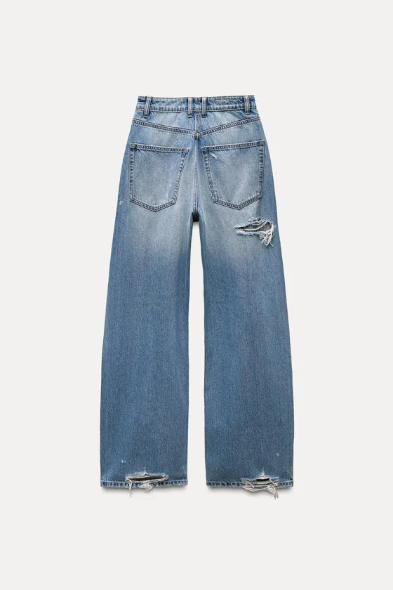 Джинсы zara trf baggy frayed средней посадки