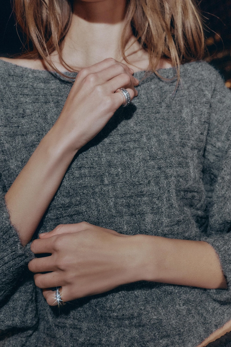 Набор из 2 колец для мизинца с блеском