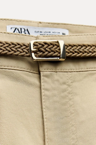 Брюки чинос с плетеным ремнем- Заказать в России