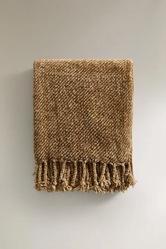 Плед двухцветный chenille с контрастным узором