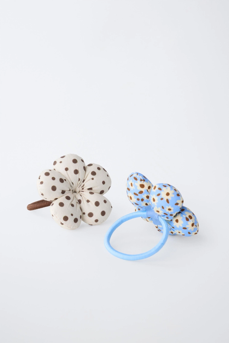 Набор из двух обивных резинок с цветочными аппликациями