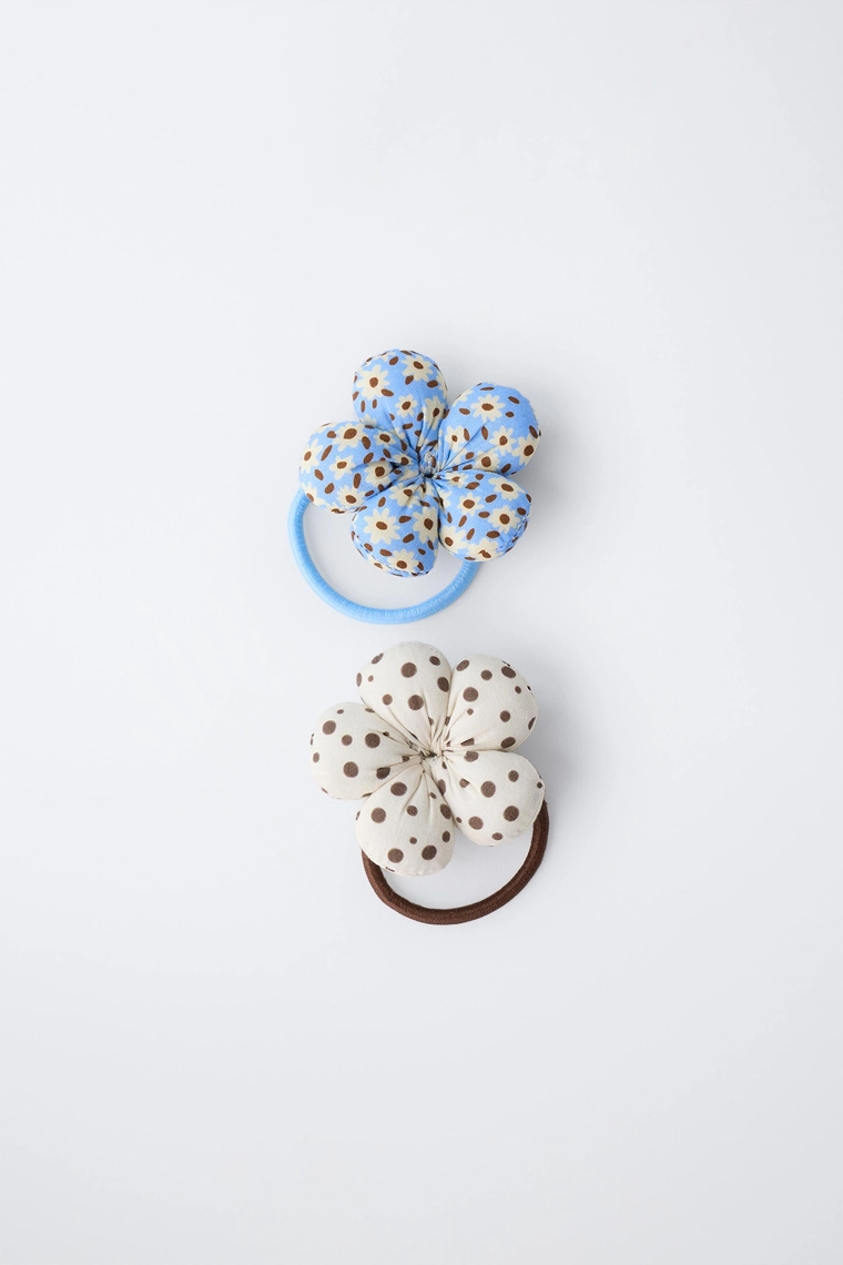 Набор из двух обивных резинок с цветочными аппликациями