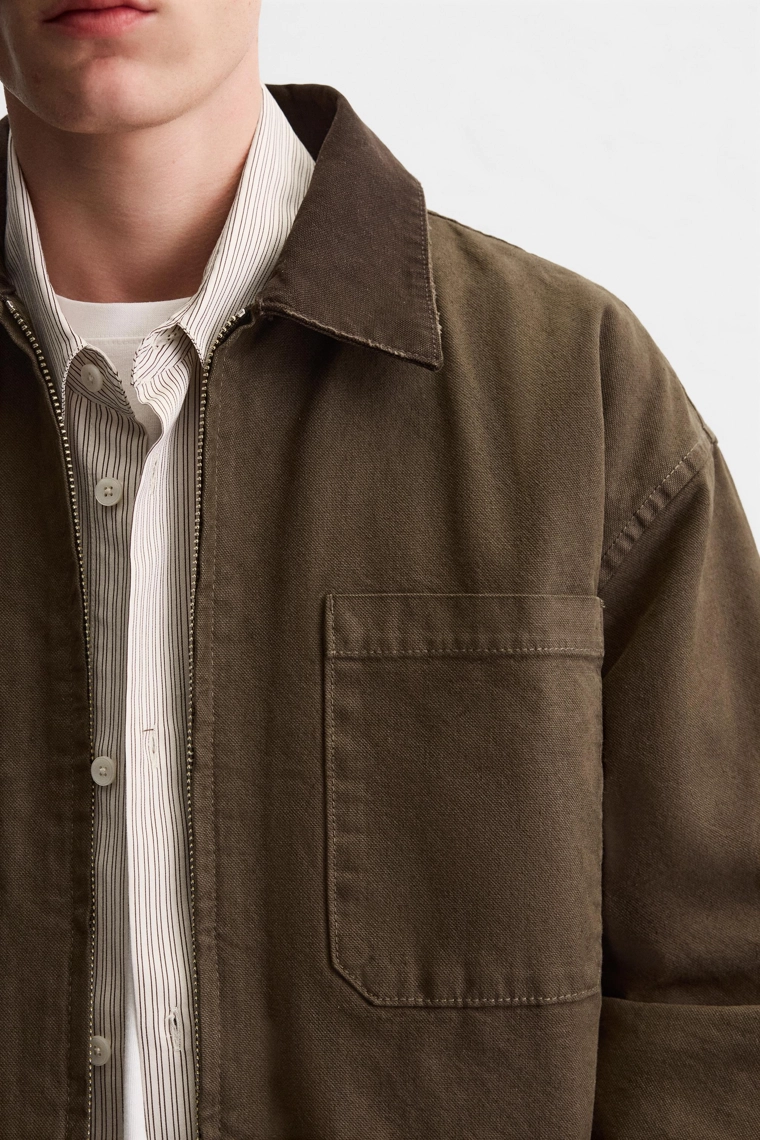 Куртка из хлопкового холста с контрастным воротником