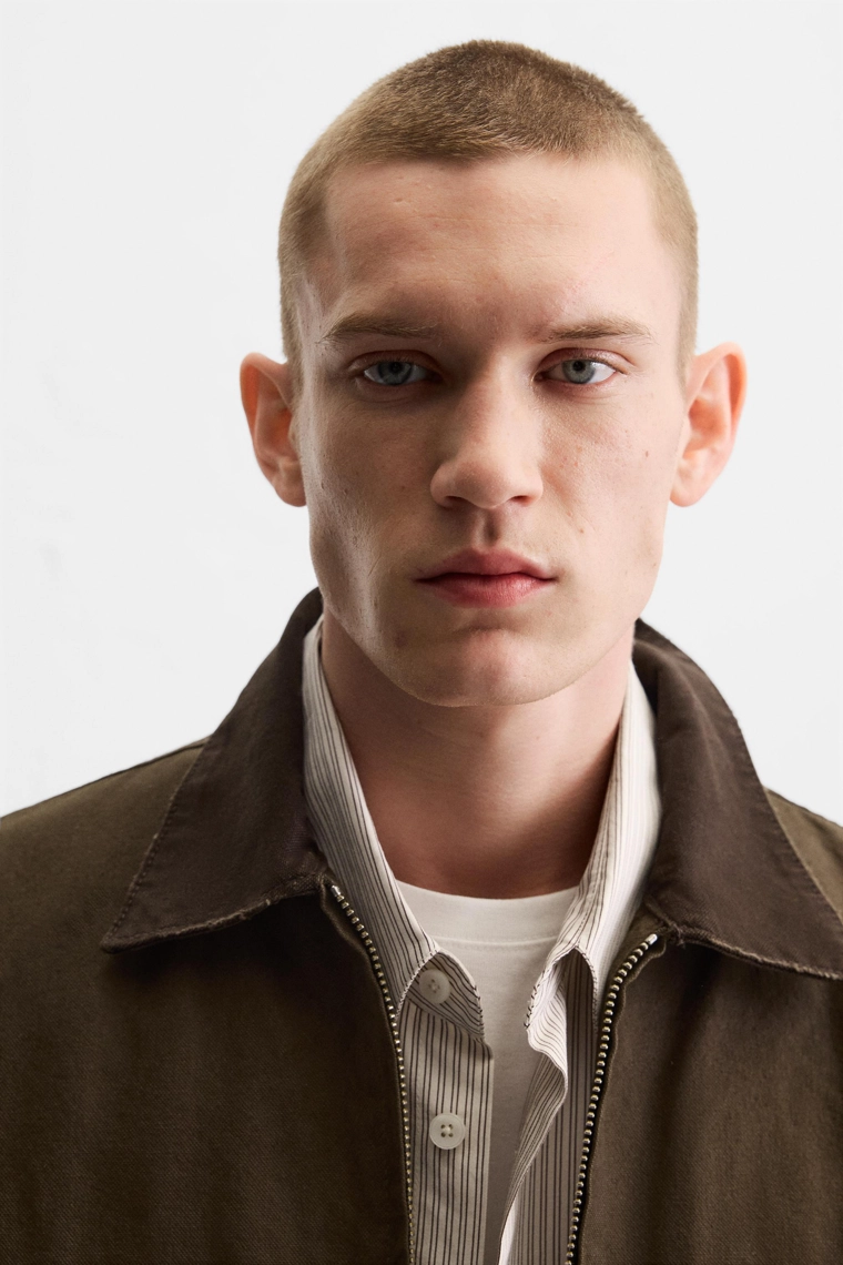 Куртка из хлопкового холста с контрастным воротником