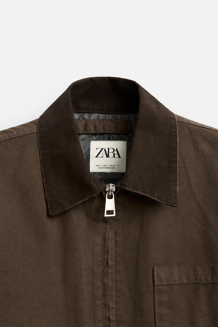 Куртка из хлопкового холста с контрастным воротником