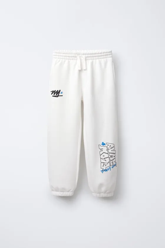 Graffiti print fleece joggers
