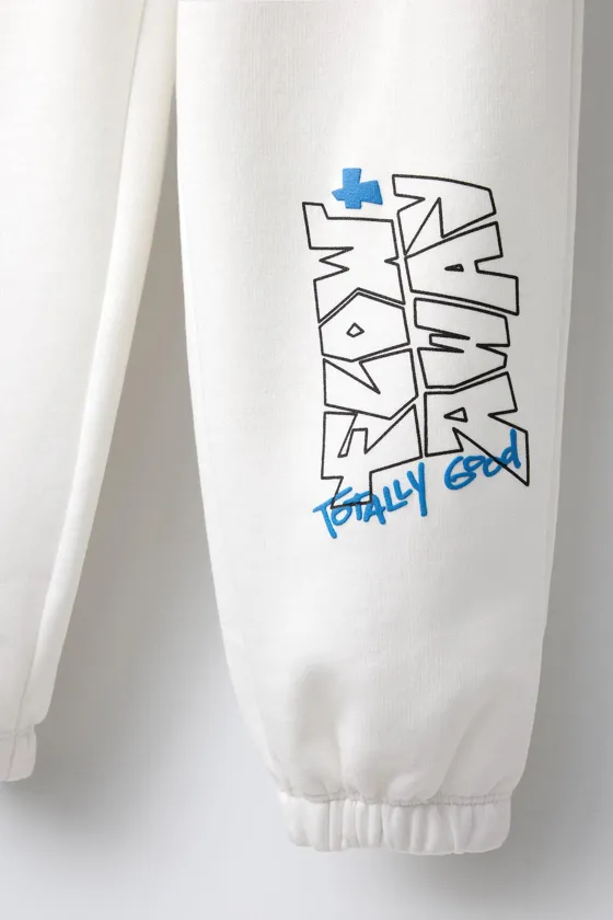 Graffiti print fleece joggers