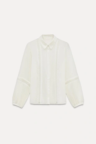 Блуза с защипами и кружевом- Заказать в России