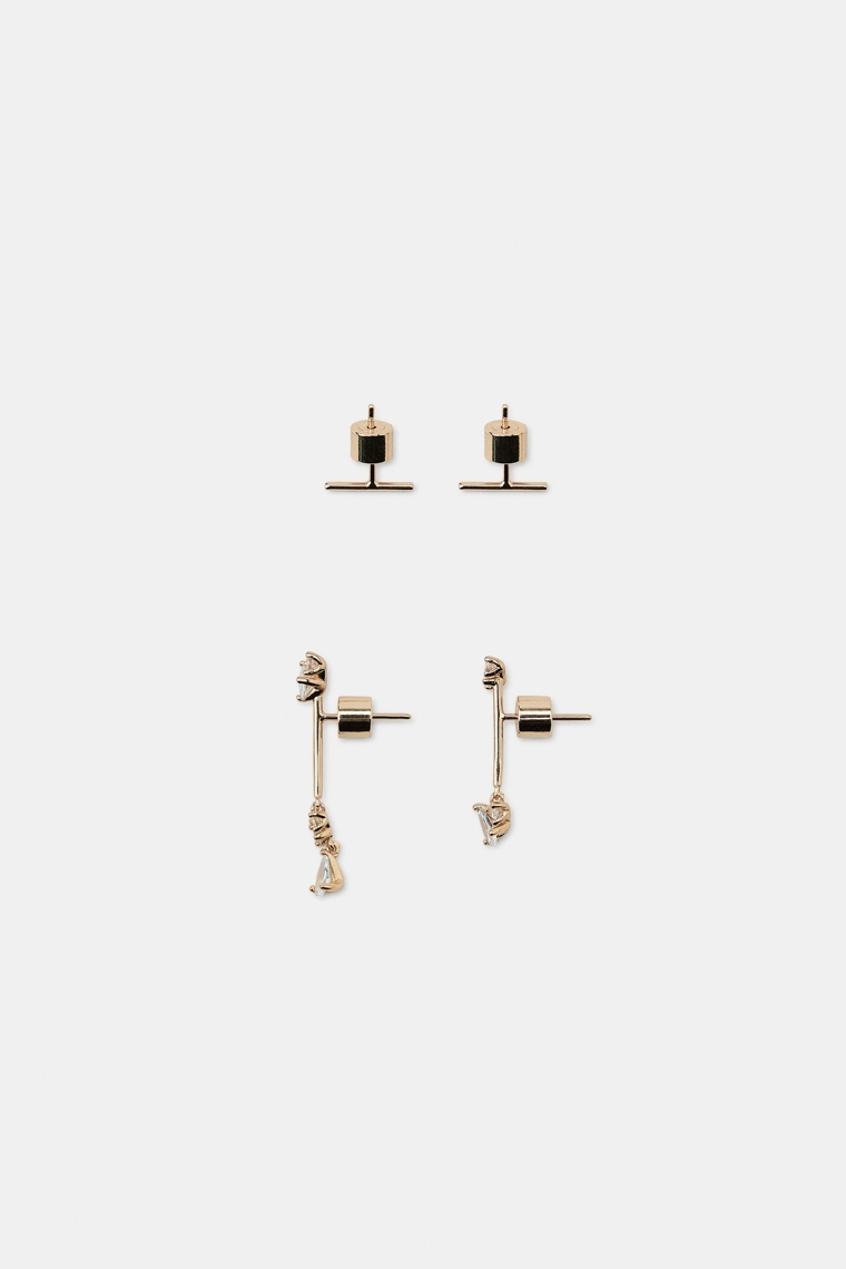 Набор минималистичных серёжек с кристаллами