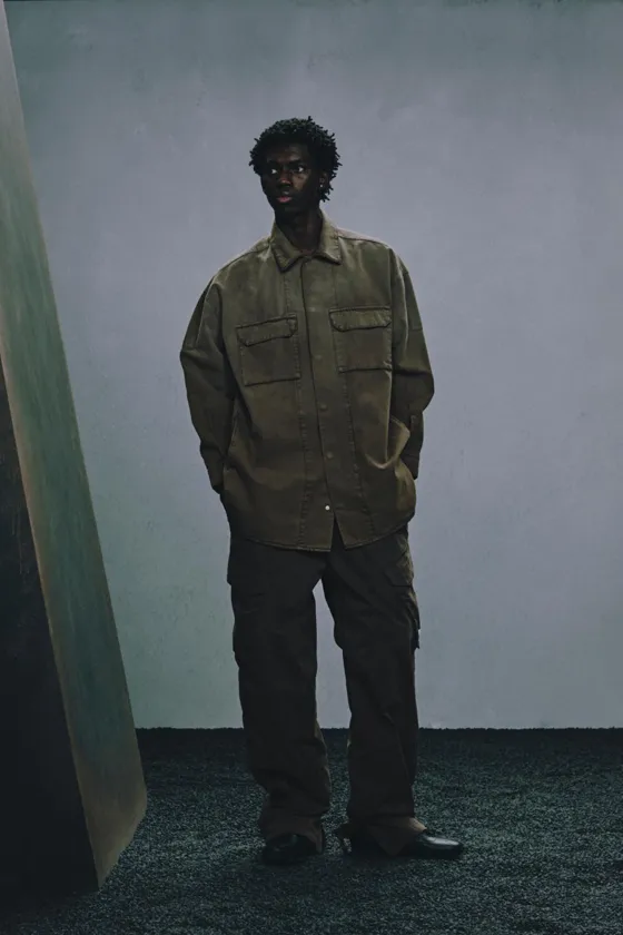 Рубашка-овершёрт из выцветшего хлопкового канваса washed canvas overshirt x sr_a