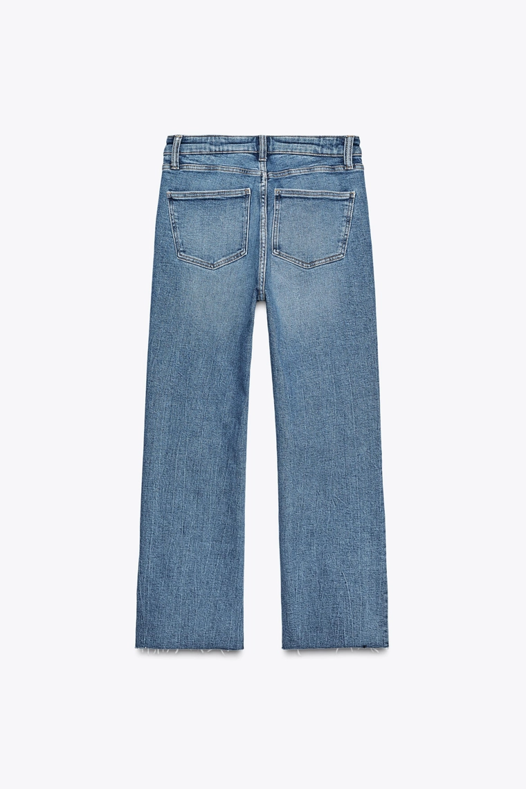 Джинсы zara в стиле high-waist с укороченным широким подолом