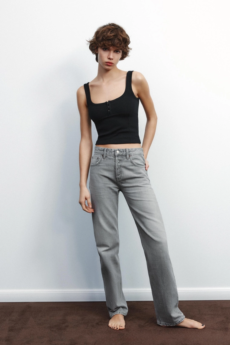 Джинсы средней посадки прямого кроя zara