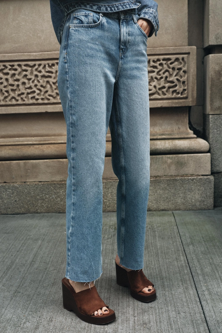Джинсы zara z.02 прямого кроя на высокой талии