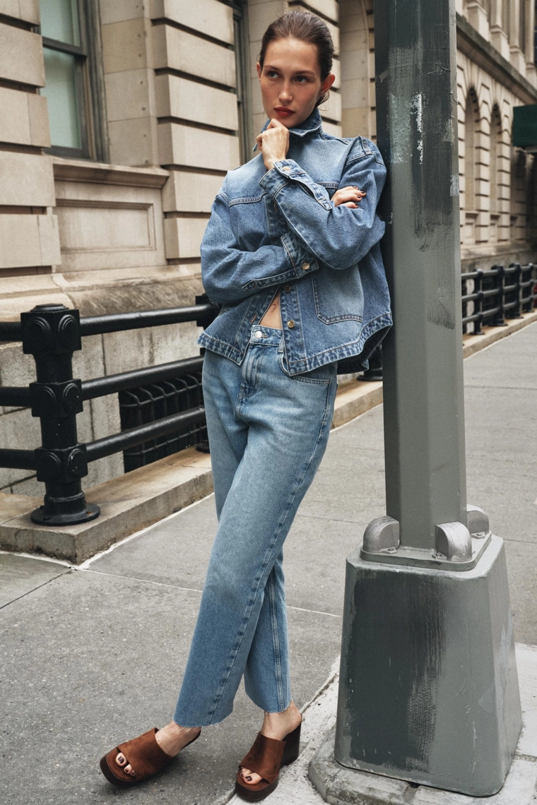 Джинсы zara z.02 прямого кроя на высокой талии