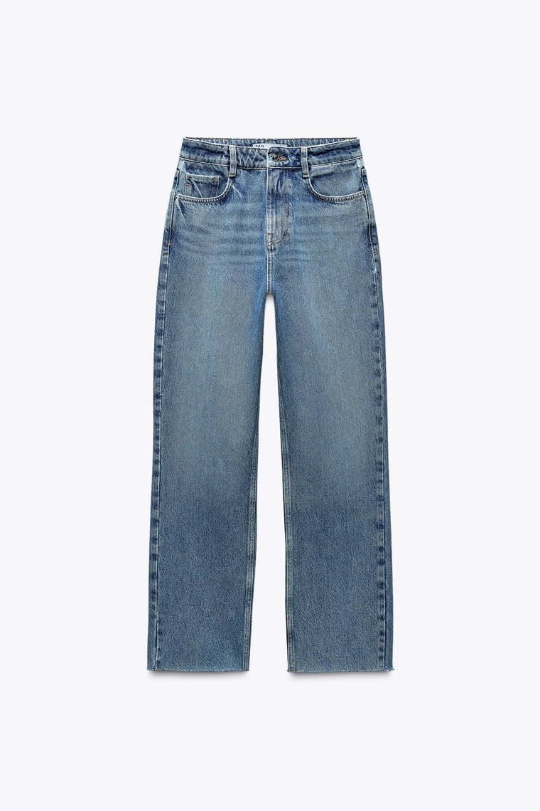 Джинсы zara z.02 прямого кроя на высокой талии