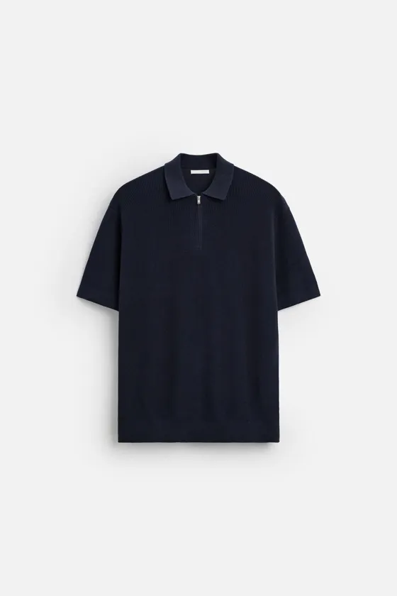 P・M・O・M・Y Zara Поло платочной вязки с молнией - Цвет морской синий - navy