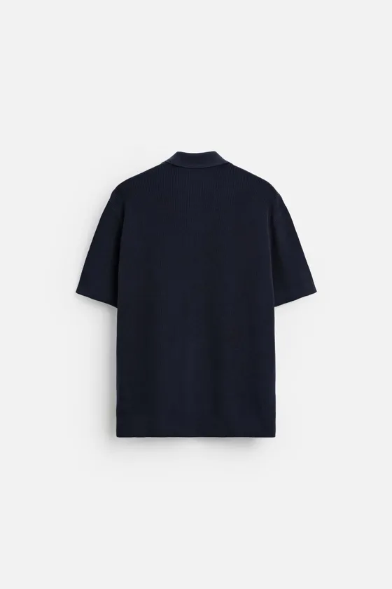 Zara Поло платочной вязки с молнией - Цвет морской синий - navy